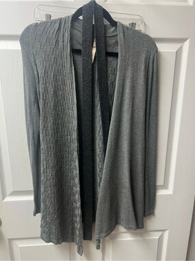 Hem & Thread Gray Open-Front Draped Cardigan